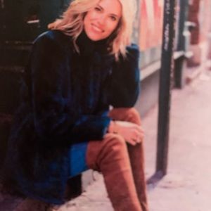 Madewell navy blue faux fur long jacket